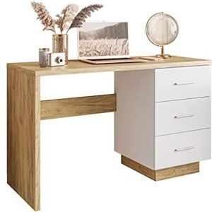 lukmebel Kim Bureau - voor Studeren & Werken - Drie Laden - Zeer Ruim - Comfortabel - voor Kantoor & Tienerkamer - 50x121x75,5cm - wotan eik