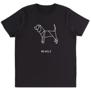 Unisex T-shirt Origami BEAGLE DOG hond, biologisch katoen, veganistisch, gecertificeerd, personaliseerbaar, Dshirt14 DESIGNEDSHIRT (L, ZWART)