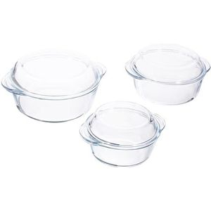 Borcam Ronde Ovenschalen- Met deksel - Set van 3