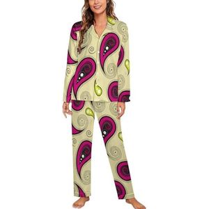 Traditionele etnische en oosterse paisley pyjama met lange mouwen voor vrouwen, klassieke nachtkleding, nachtkleding, zachte pyjamasets