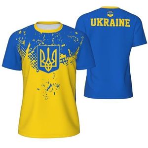 Sport T-Shirt Vintage Oekraïne Vlag Graan Tees 3D Gedrukt voor Fitness Running Voetbal, Meerkleurig, 3XL
