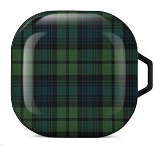 Schotse tartan geruite oordopjes hoesje compatibel met Samsung hard shell beschermhoes zwart-stijl