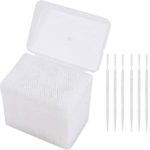 Wegwerp Plastic Tandenstoker Dental Flossers Picks Draagbare Praktische Orale Tandenstoker Met Clear Case 1100Pcs Dubbele Hoofd Zachte Interdentale Tanden Reinigingsborstel Tool Stok Wit