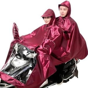 Vijverfolie Scootmobiel Regenjas Motor Waterdichte Poncho, Regencape Jas for Veilig Rijden Bescherm Gebruiker en Scooter tegen Regen Reflecterende Kraan Veilig Helder(Dark Red,Double style)