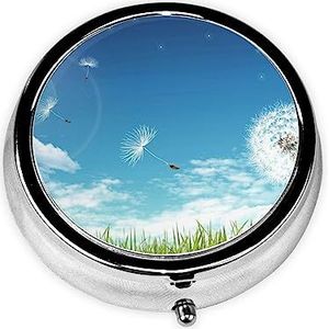 Sunny Grasland Gedrukt Pil Organizer Pil Doos Pil Case Draagbaar voor Portemonnee Pocket Ronde Metalen Pil Houder Organizer voor Dagelijkse Geneeskunde