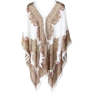 Cover Ups Voor Vrouwen Strandkleding Chiffon Strand Cover Up Strand Tuniek Jurk Bikini Cover Up Vrouwen Badpak Sarong Badmode Strandkleding Badpak Cover Ups Voor Vrouwen (Wit)