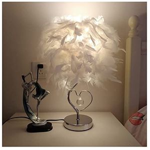 Veren vloerlamp Hartvorm Veer Kristallen Tafellamp for Slaapkamer Nachtkastje Romantische Bureaulamp Home Decor Creatieve Gift Planetarium EU/US(Color:White)