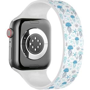 Solo Loop Band Compatibel met All Series Apple Watch 42/44/45/49mm (Stijlvolle Jellyfish Seashells) Elastische Siliconen Band Strap Accessoire, Siliconen, Geen edelsteen