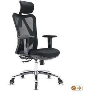 OfficeSense OS1000 Ergonomische Bureaustoel - Ergonomic Chair met verstelbare lendensteun en hoofdsteun - Office chair ergonomic 3D-armleuning en 120° mesh met draagvermogen tot 150 kg (zwart)