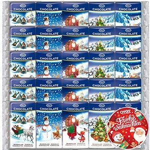 25 x 15 g kerststicks van melkchocolade, Fair Trade cacao, ideaal voor kerstlaarzen, kerstborden of als schattige kerstdecoratie, met OYOY kerststickers