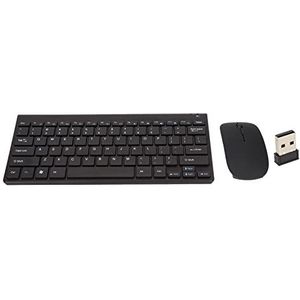 Draadloos toetsenbord en muis, intelligente slaap, klein, draagbaar, draadloze technologie 2,4 G, draadloze toetsenbord- en muisset voor kantoor thuis (zwart)
