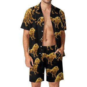 Leeuw Gouden heren zomer strand outfits shirt en shorts set 2-delig vakantie