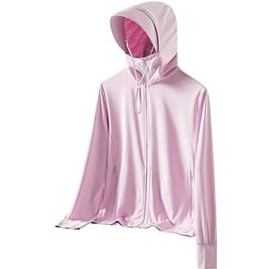 Lichtgewicht zonbeschermingskleding for heren en dames met lange mouwen en ijszijden hoodieshirts (Color : Women's Pink, Size : XL)