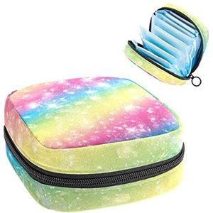 Periode Pouch, Draagbare Tampon Opbergtas voor Maandverband, Mooie Regenboog, Meerkleurig, 4.7x6.6x6.6 in/12x17x17 cm