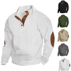 Dudlle Heren Kasjmier Truien, Heren Outdoor Casual Stand Kasjmier Knoop Lange Mouw Trui, Heren Outdoor Casual Kabel Gebreide Truien (M,Wit)