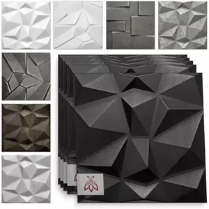 Polystyreen 3D-panelen, plafondpanelen, XL wandpanelen, decors, piepschuim lamellenimitatie, plafond- en wandbekleding, 3 mm dik - 100 x 50 cm 3 m² - 6 stuks (zwart 3D lamellen XL