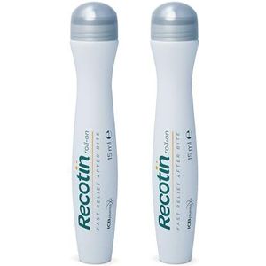 RECOTIN Muggenbeet Roll On 2x 15 ml – 100% natuurlijke werkzame stof - Voor kinderen vanaf 2 jaar en volwassenen - Onmiddellijke hulp bij muggenbeten - Muggenroller - Muggenstift Roll On