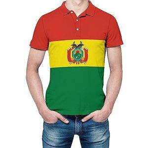 Bolivia vlag voor heren, korte mouwen, golfshirt, normale pasvorm, tennisshirt, casual business tops