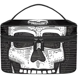 Zwarte Punk Hand Getrokken Schedel Make-up Organizer Bag, Reizen Make-up Tas Organizer Case Draagbare Cosmetische Tas voor Vrouwen en Meisjes Toiletartikelen, Meerkleurig, 22.5x15x13.8cm/8.9x5.9x5.4in