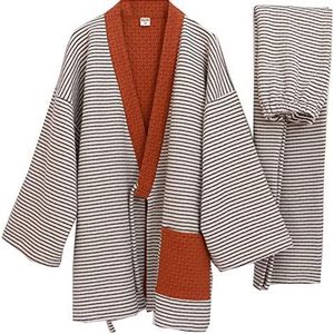 Fancy Pumpkin Jurk in Japanse stijl voor heren, losse dikke winter, warm, kimono, pyjama, kostuum, Wijn Red01, L