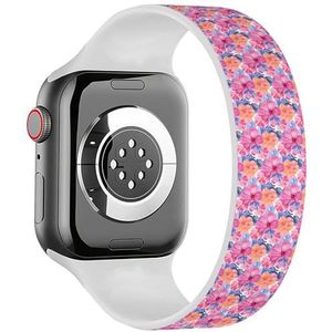 Solo Loop band compatibel met alle series Apple Watch 38/40/41mm (kleur bloemen blauw roos lelie madeliefje zonnebloem) rekbare siliconen band band accessoire, Siliconen, Geen edelsteen