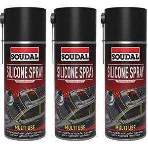 3 x Soudal siliconenspray, smerend, verzorgend, metaal, rubber, kunststof, 400 ml blik