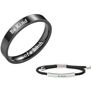 Wees een beetje een teef Ringarmband Roestvrij stalen bandring Vriendschap Sieraden Zusters Vrienden Motiverend gepersonaliseerd (Color : Silver(A model), Size : 10)