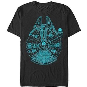 Star Wars Millenium Falcon Blueprint T-shirt zwart XXL