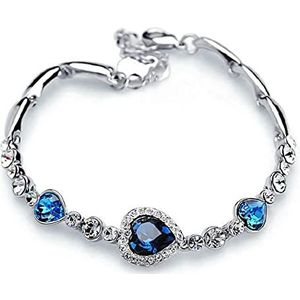 Titanic Hart van Oceaan Kettingen voor Vrouwen Perzik Hart Blauw Kristal Zirkoon Sieraden Sets Vrouwelijke Bruiloft Engagement Sieraden-armband