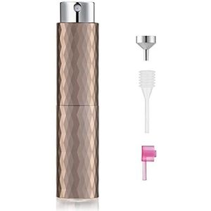 Toureal 8 ml aluminium parfumverstuiver, navulbaar, leeg, reisverstuiver voor dames en heren, reisverstuiver, fles voor onderweg, bruin