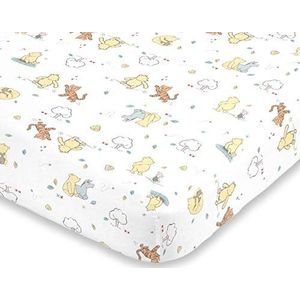 Disney Winnie The Pooh Classic Pooh 100% Katoen Uitgerust Mini Wiegblad, Ivoor, Boter, Aqua, Oranje