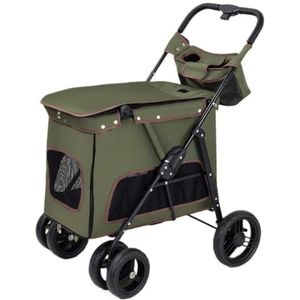 PawHut hondenbuggy voor kleine honden en katten, duurzame dierenwagen, Oxford stof, 76,5 x 52 x 95 cm, rood