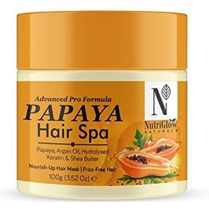 Nutriglow Natural's Advanced Pro Formula Papaya Spa with Argan Oil for Shiny & Bouncy Hair (100 G)