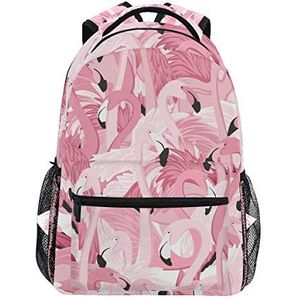Jeansame Rugzak School Tas Laptop Reistassen voor Kids Jongens Meisjes Vrouwen Mannen Flamingo Vogel Roze Dier