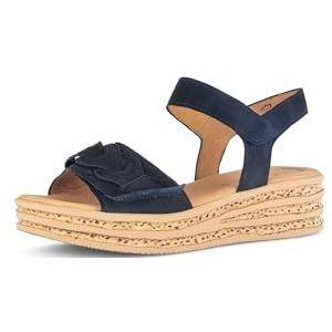 Gabor - Plateausandalen - Blauw - Textiel - Klittenbandsluiting