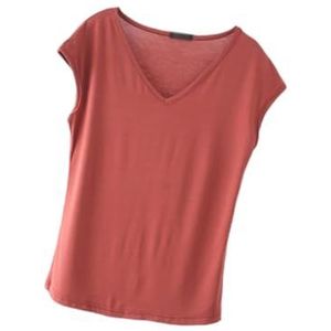 HHuiXinXue Dames zomer V-hals kapmouw T-shirt tops losse casual Unicoloured mouwloze tanktop klassiek comfortabel, Rood, M