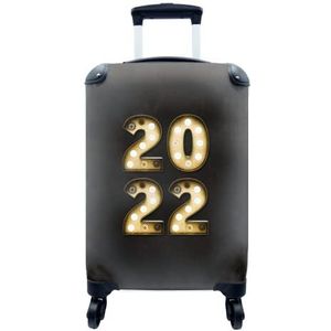 MuchoWow® Koffer - Nieuwjaar - 2022 - Kaarsen - Kerst - Past binnen 55x40x20 cm en 55x35x25 cm - Handbagage - Trolley - Fotokoffer - Cabin Size - Print