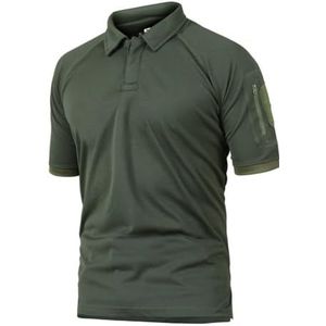Ademend Sneldrogend Combat Poloshirt - Vochtafvoerend Tactisch Shirt voor Heren met Praktische Zakken, Outdoor Camouflageshirt(Military Green,3XL)