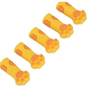 Zachte Siliconen Cuticle Schaar Cover Protector Cat -vorm voor Nagel en Teennagels 5stcs - Siliconen Cuticle Trimmer Beschermende Mouw Lichtgewicht en Draagbaar (YELLOW)