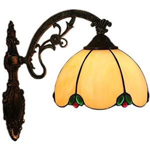 Tiffany Stijl Wandlamp, 20.3 Cm Breed, Retro Glas Wandlamp, Eenvoudige Decoratieve Wandlamp, E27 Stopcontact In Woonkamer, Slaapkamer, Eetkamer, Gang,