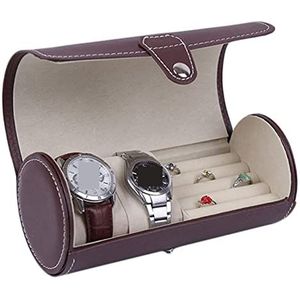 Horloge Opbergbox, Horloge Display Organizer Elegante PU Lederen Roll Reizen Draagbare Horloge Doos Horloge Houder Organizer: Kijkdoos(Color:Brown)
