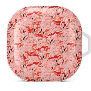 Flamingo Art Oordopjes Hoesje Compatibel met Samsung Hard Shell Beschermhoes Wit-Stijl