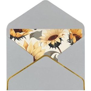 Gouden Zonnebloemen Gedrukt Wenskaarten, Prachtige Blanco Wenskaarten met Enveloppen, Grappige Kaarten voor Elke Gelegenheid