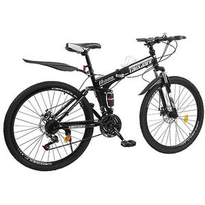 26 inch vouwfiets mountainbike volwassenen fietsen vouwfiets 21 versnellingen vouwfiets dames in hoogte verstelbaar fiets zwart + wit