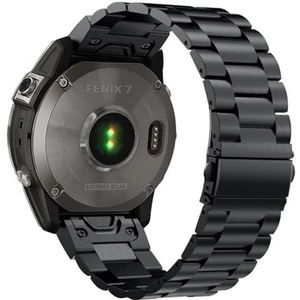 YOOSIDE Roestvrij stalen armband voor Garmin Fenix 8 / EPIX Pro/Approach S70 (47 mm), Quick Fit schakelarmband, reservearmbanden, horlogeband voor Fenix 7/6/5 (zwart)