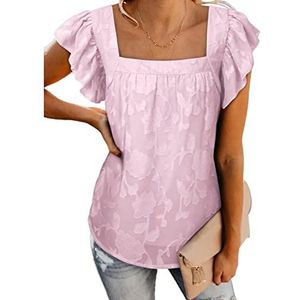 Zomertop, machinewasbare top met kanten mouwen die vrouwen elke dag op vakantie kunnen dragen XXL