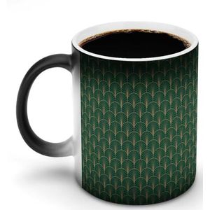 Art Deco Geometrische Warmte Veranderende Koffie Mok Keramische Warmtegevoelige Magic Grappig Gift voor Vrouwen Mannen 12oz
