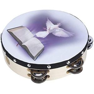 compacte muziekinstrumenten gemakkelijk licht dubbele rij metalen jingle tamboerijn percussiedans voor elk feest(25cm)