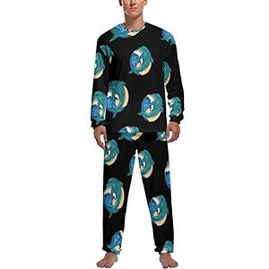 Dolphin Who Is Jumping Out Zeewater Zachte Heren Pyjama Set Comfortabele Lange Mouw Loungewear Top En Broek Geschenken 2XL