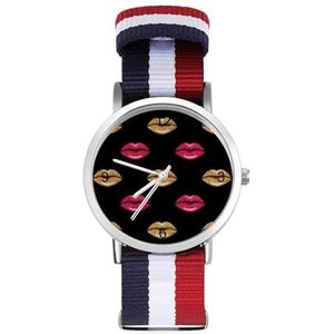Roze En Gouden Lippenstift Automatisch Horloge Voor Mannen Vrouwen Mode Quartz Horloge Armband Polshorloge Voor Thuiskantoor